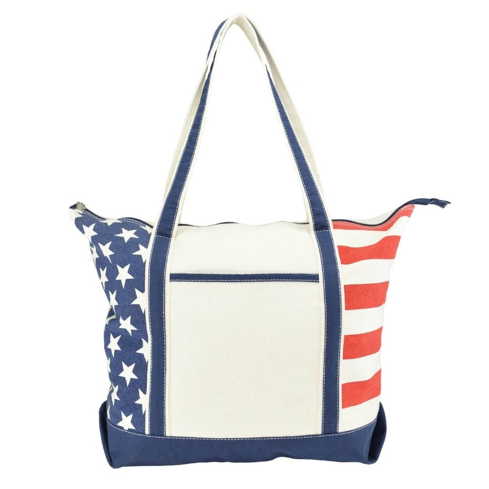 Dalix Flag Tote Bag USA American Pride Shopping Bag